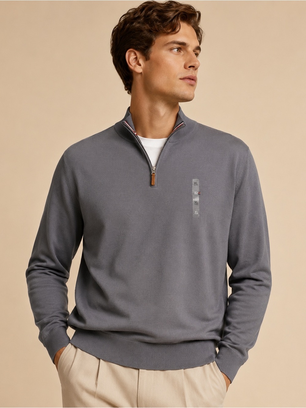 Tommy Hilfiger Men's Slate Gray Half-Zip Sweater